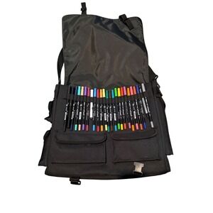 Crop‎ in Style Black Messenger Bag with Marker Slots and Strap- Includes Markers